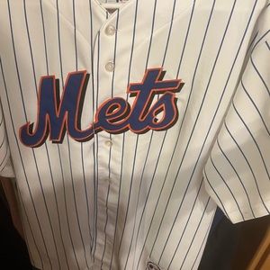 Mets Majestic pinstripe jersey size large very good condition